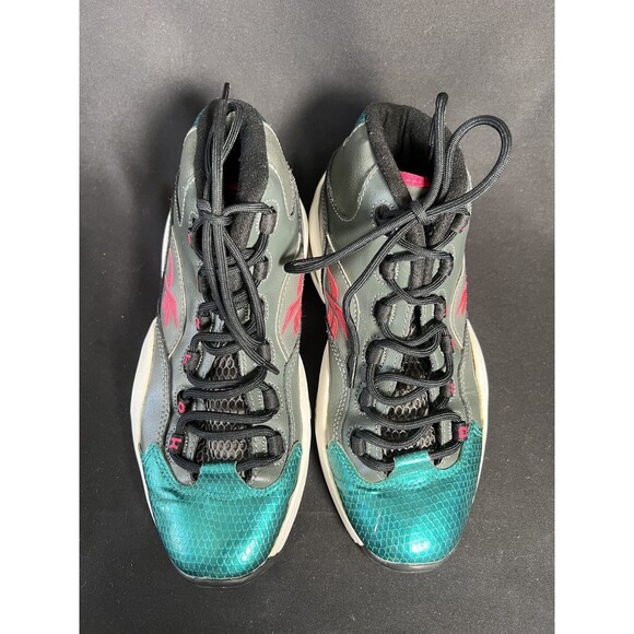 Reebok Question Mid Leather Iverson Gray/Teal/Pink Basketball M41519 Size 7 main image 14